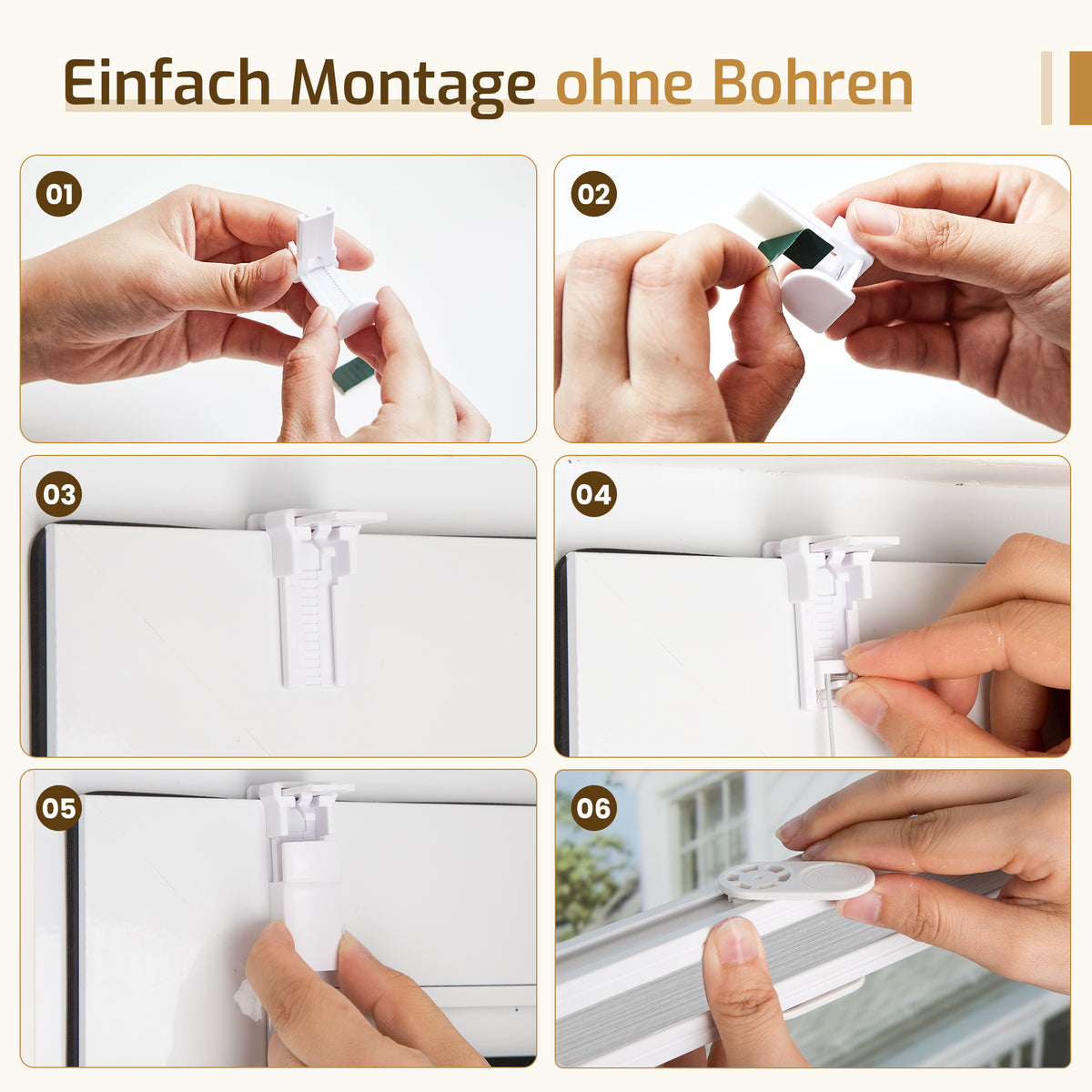 Verdunkelndes Wabenplissee Klemmfix ohne Bohren mit Thermo-Effekt –Weiß/Hellgrau