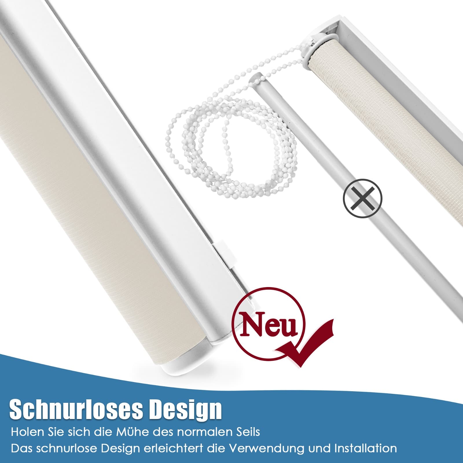 Doppelrollo Schnurlos Klemmfix ohne Bohren Duo Drücken Und Ziehen Natur