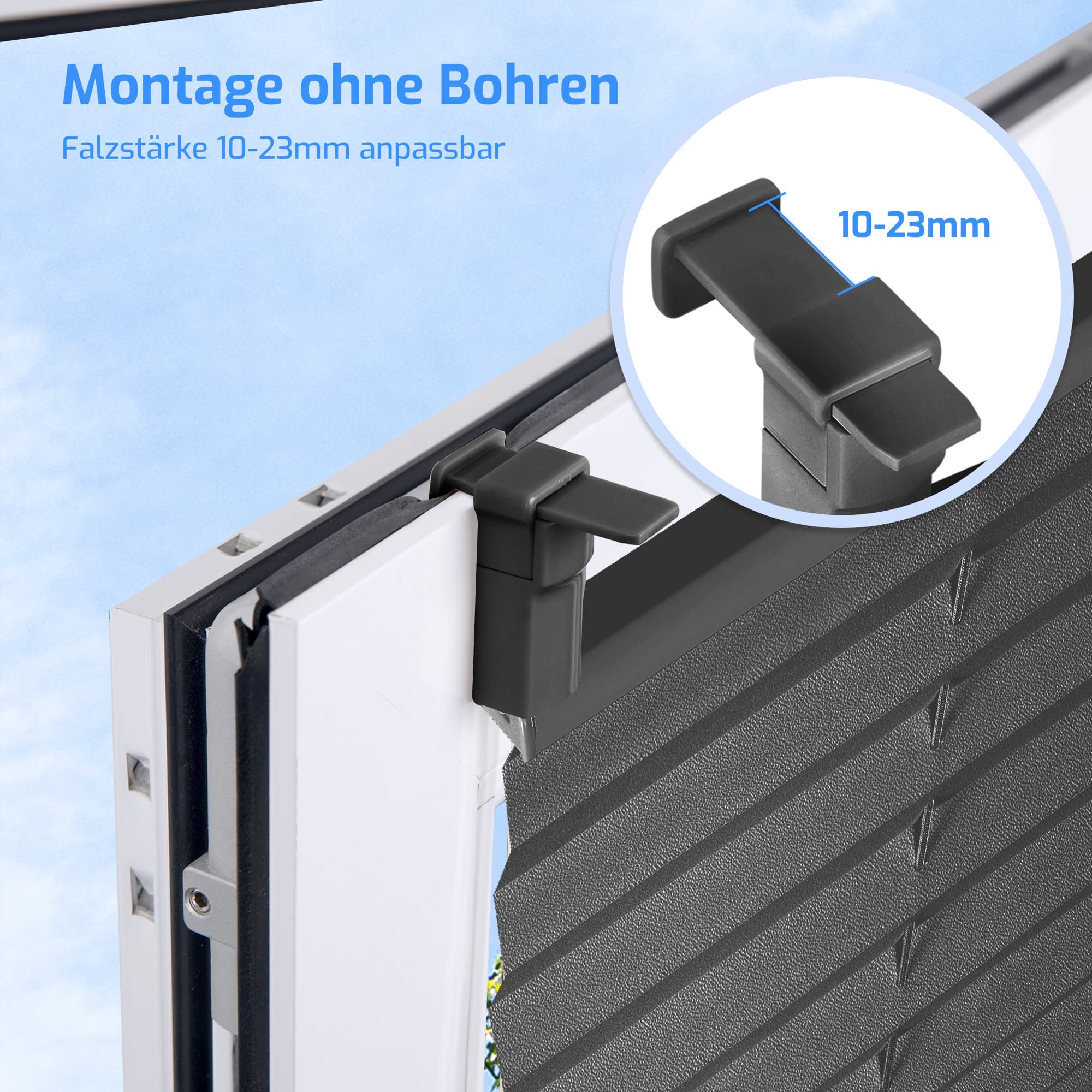 Ohne Bohren | Klemmfix | Komplett farbgleich | Lichtdurchlässig | Plissee | Standardgröße