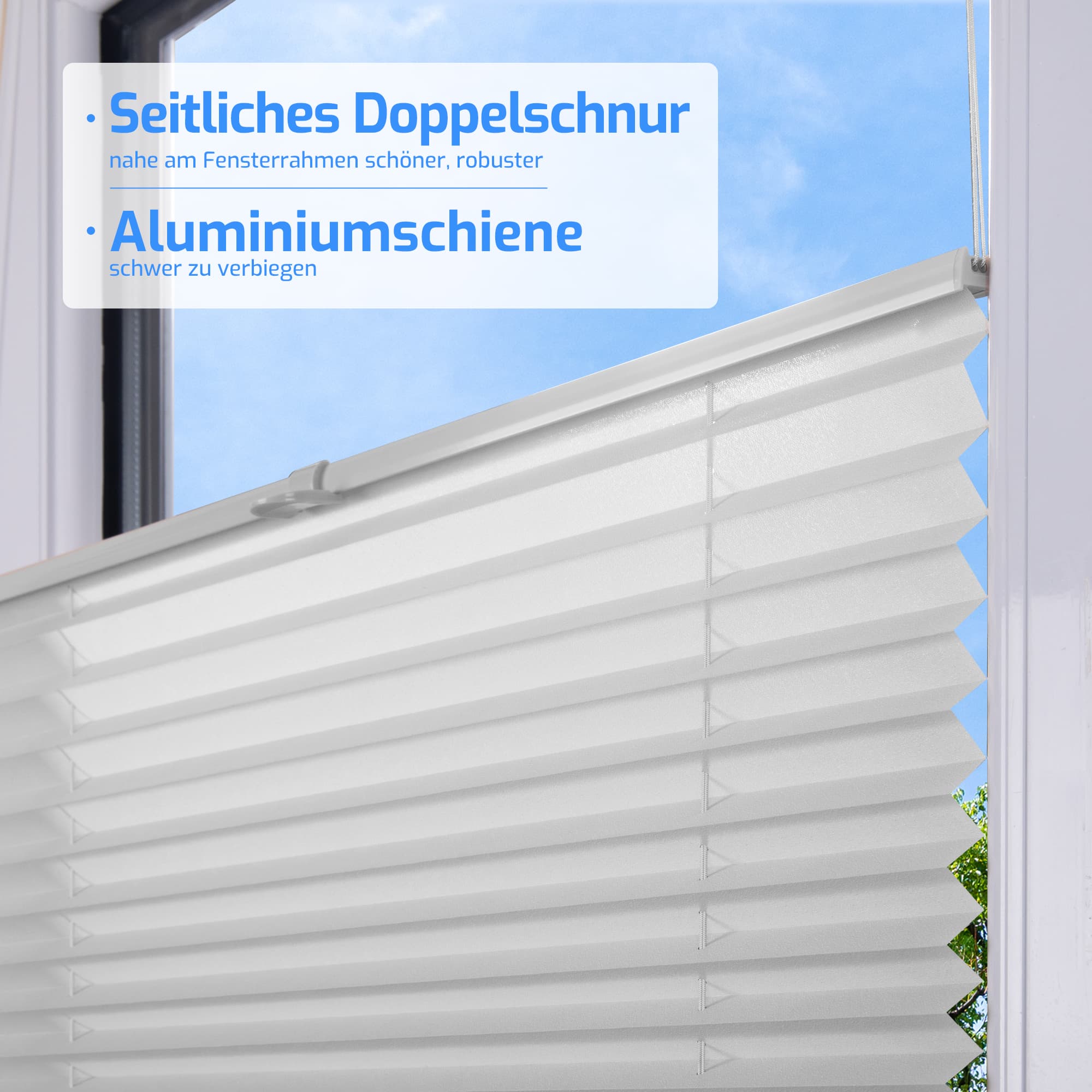 Ohne Bohren | Klemmfix | Komplett farbgleich | Lichtdurchlässig | Plissee | Standardgröße