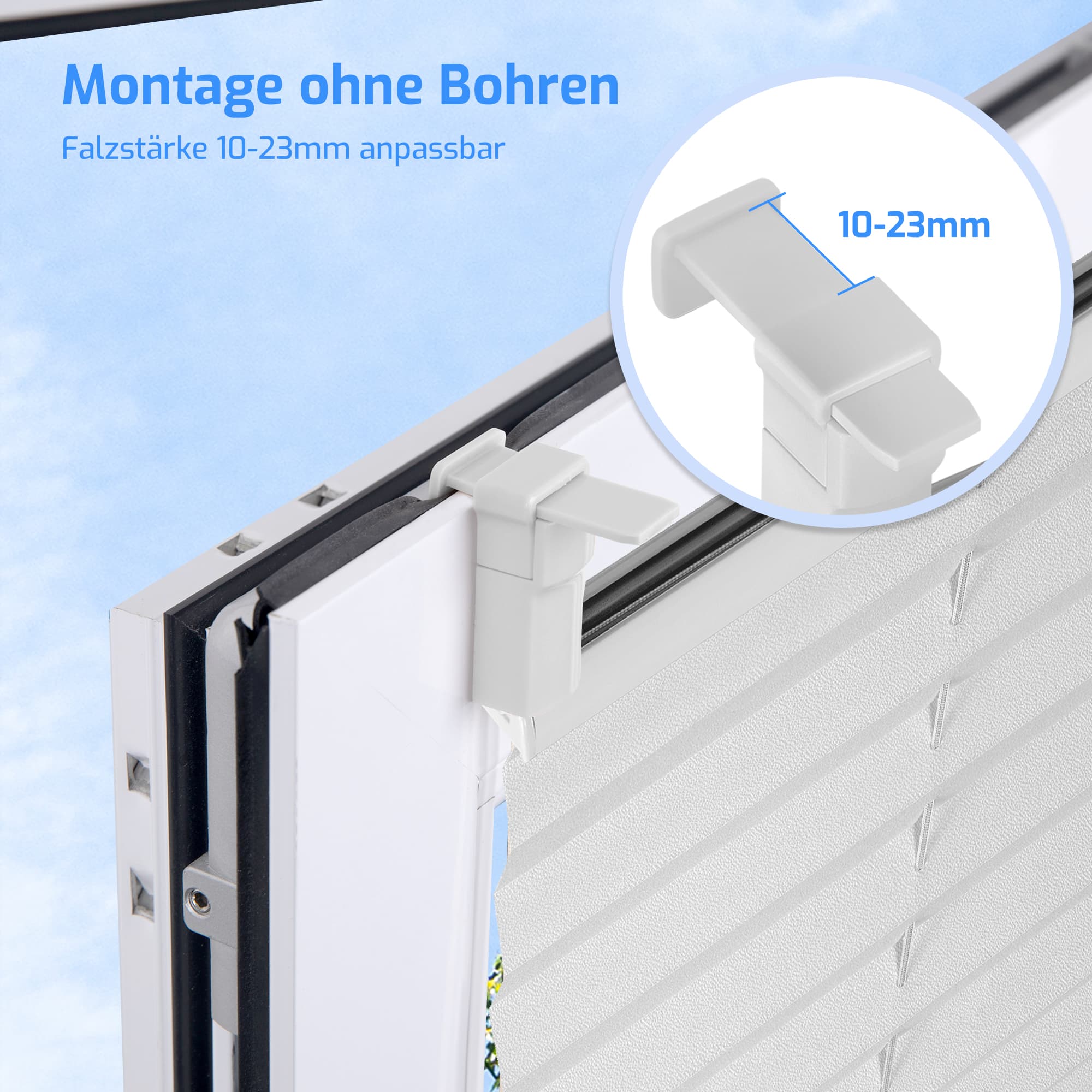 Ohne Bohren | Klemmfix | Komplett farbgleich | Lichtdurchlässig | Plissee | Standardgröße