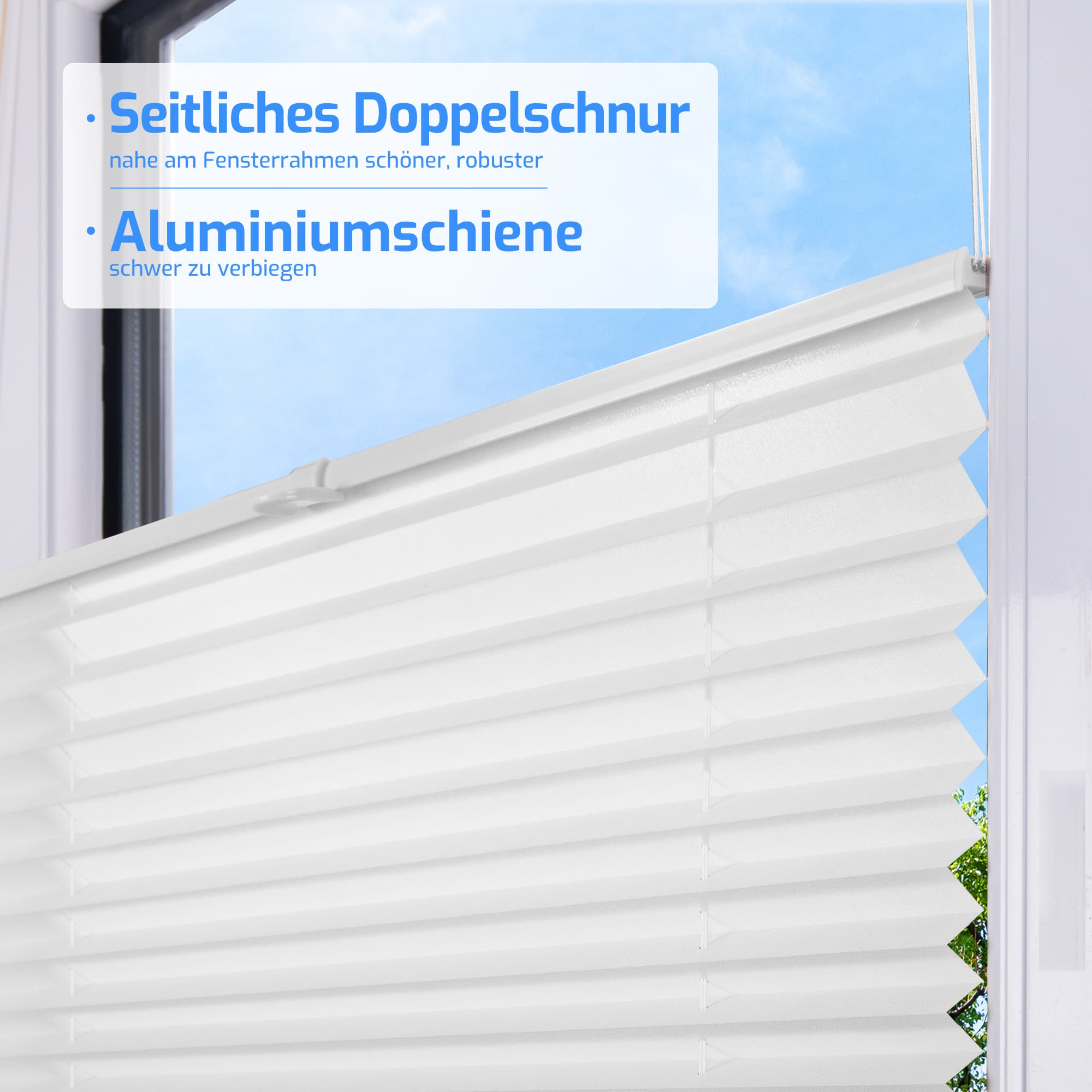 Ohne Bohren | Klemmfix | Komplett farbgleich | Lichtdurchlässig | Plissee | Standardgröße