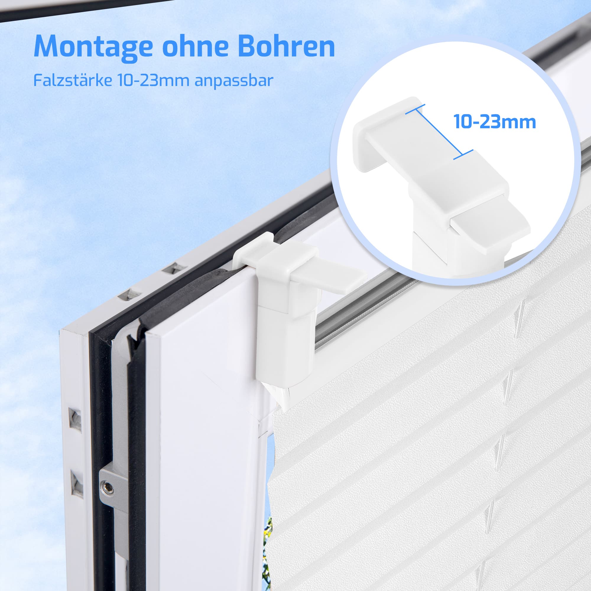 Ohne Bohren | Klemmfix | Komplett farbgleich | Lichtdurchlässig | Plissee | Standardgröße