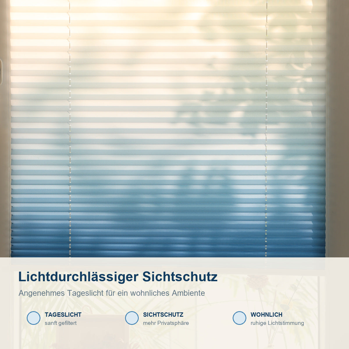 Lichtdurchlässiges Plissee Klemmfix ohne Bohren mit Sichtschutz