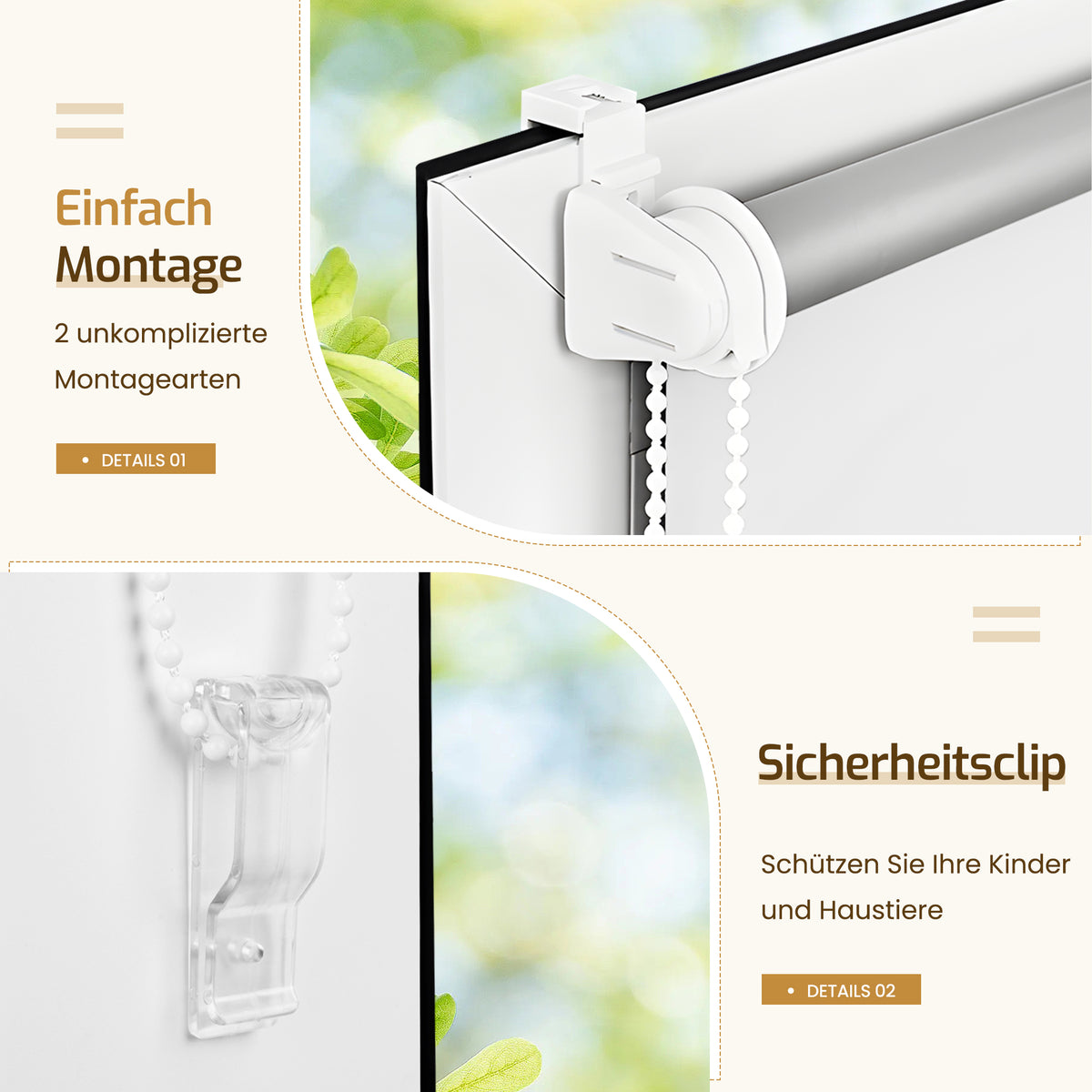 Verdunkelungsrollo Klemmfix ohne Bohren mit Thermo-Effekt