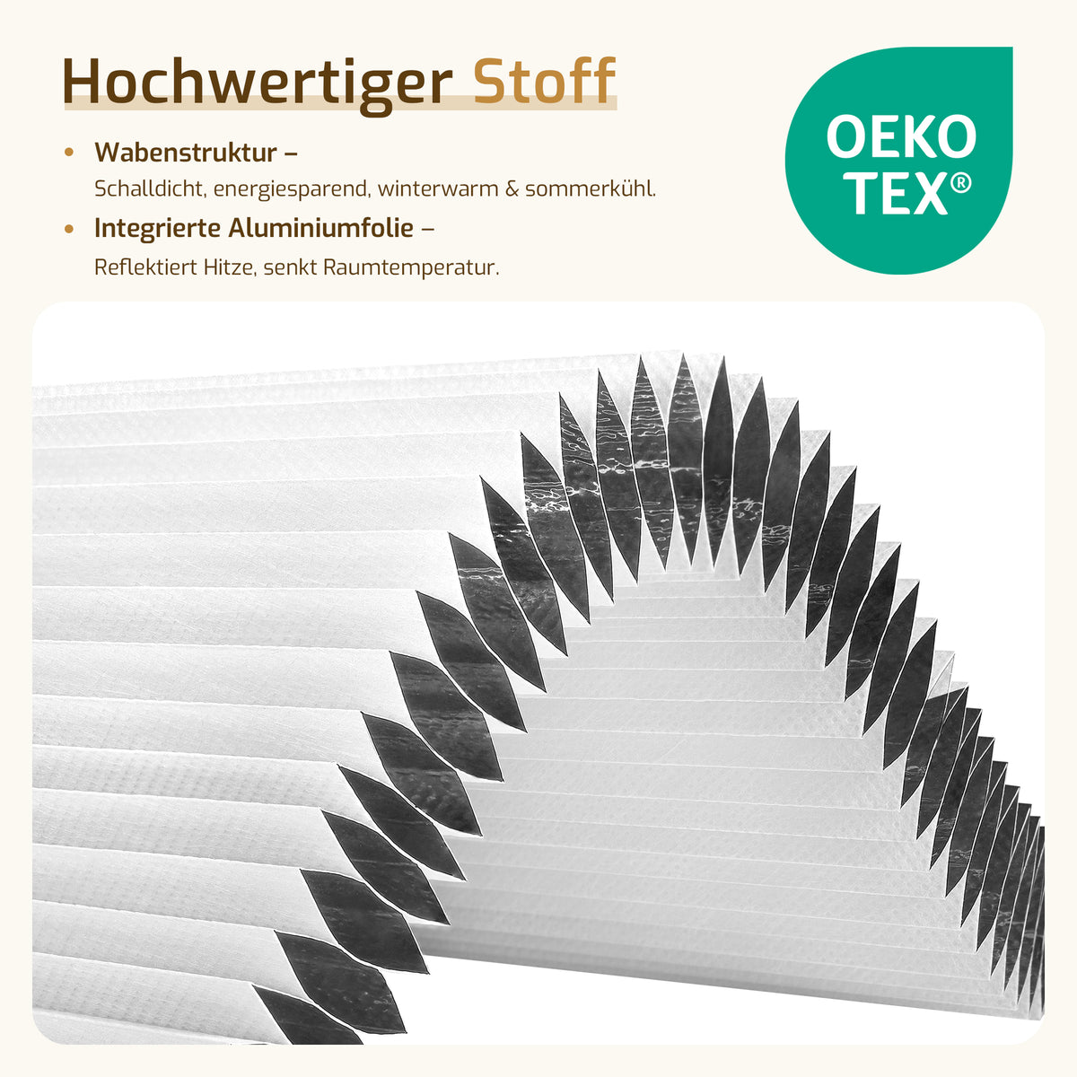 Verdunkelndes Wabenplissee Klemmfix ohne Bohren mit Thermo-Effekt