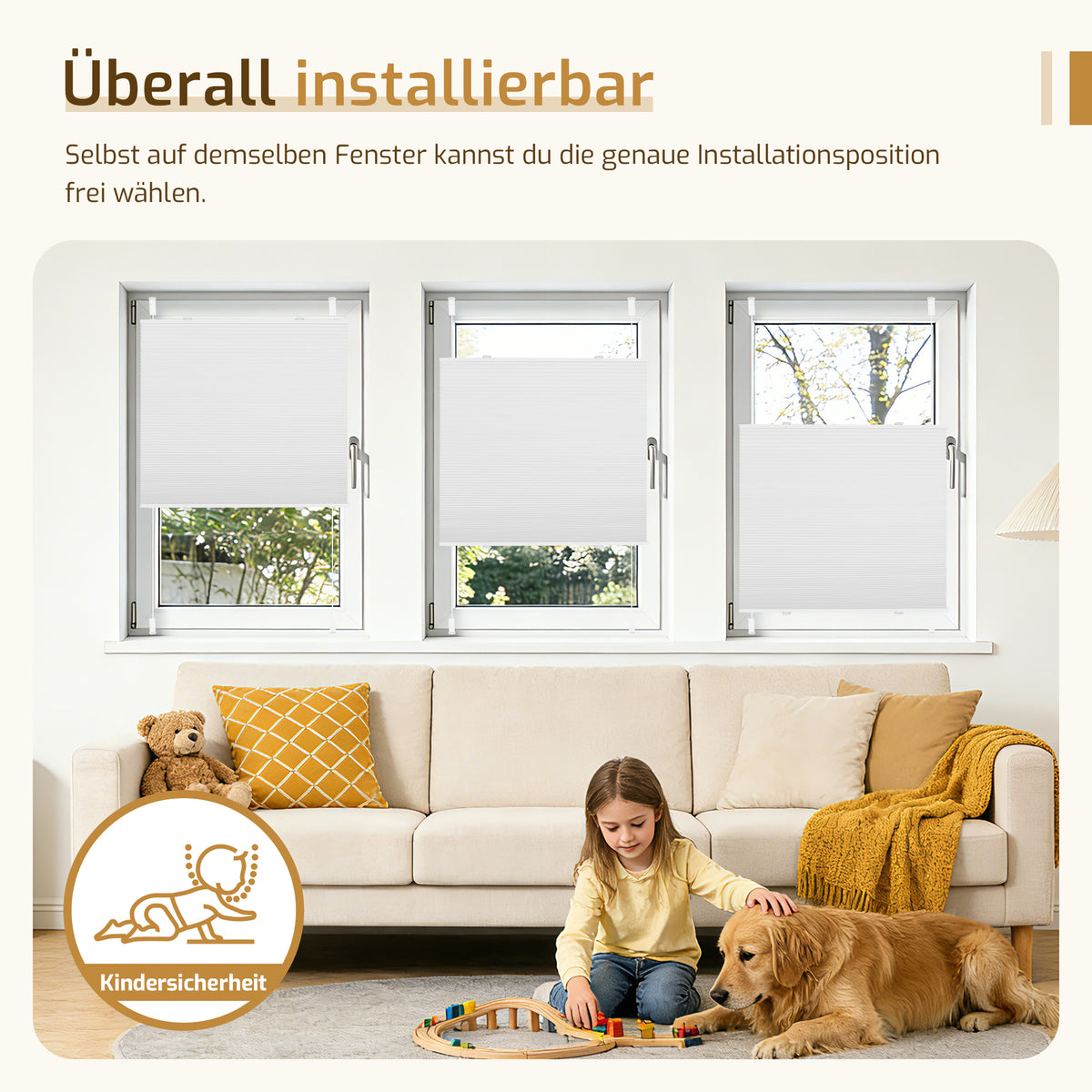 Verdunkelndes Wabenplissee Klemmfix ohne Bohren mit Thermo-Effekt