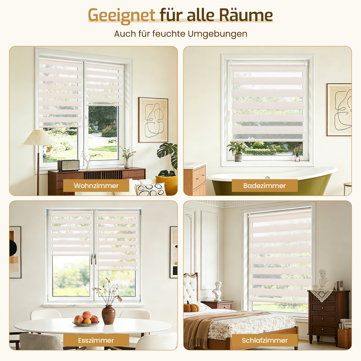 Doppelrollo Duo Rollo Klemmfix ohne Bohren Leinen