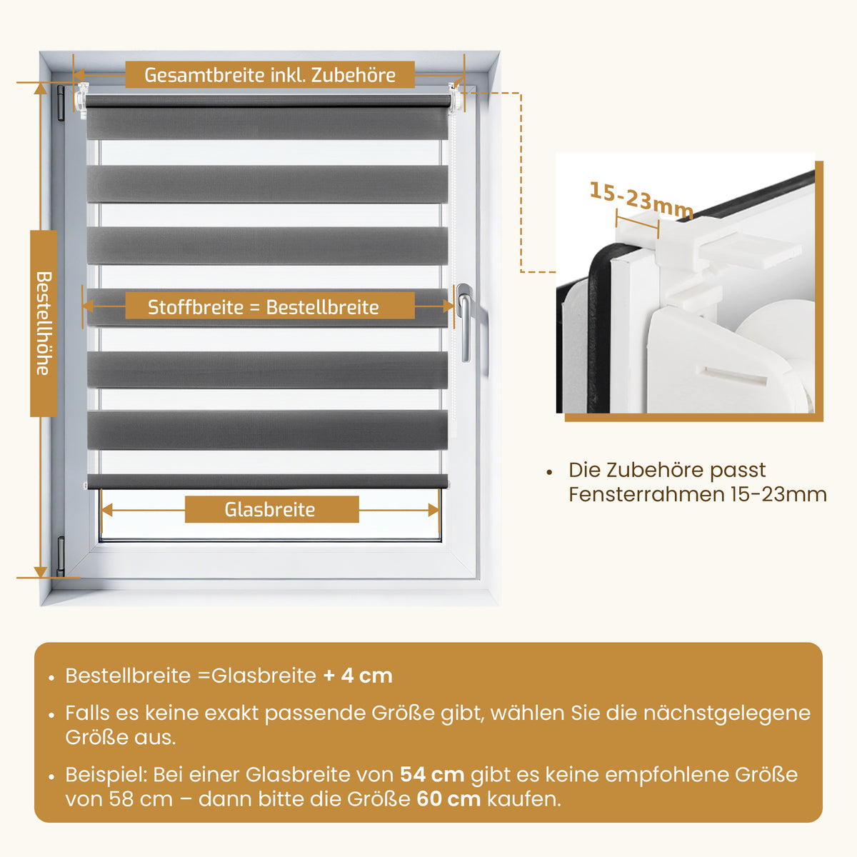Doppelrollo Duo Rollo Klemmfix ohne Bohren Anthrazit
