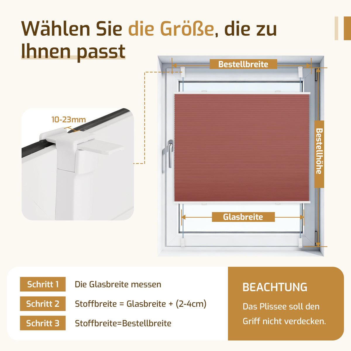 Verdunkelndes Wabenplissee Klemmfix ohne Bohren mit Thermo-Effekt –Weiß/Weinrot