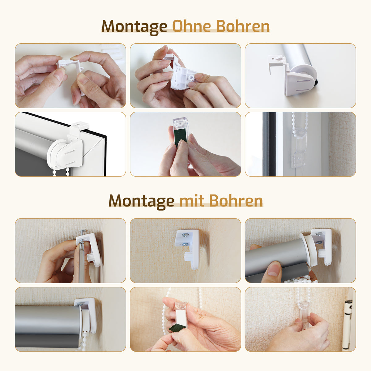 Verdunkelungsrollo Klemmfix ohne Bohren mit Thermo-Effekt –Dunkelgrau