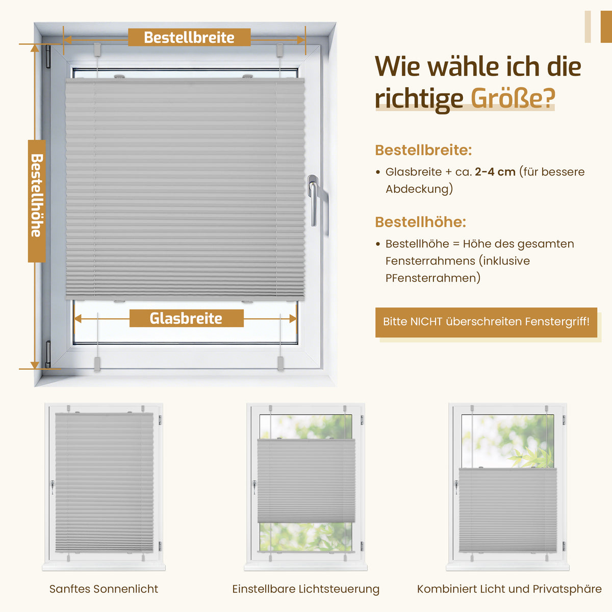 Lichtdurchlässiges Plissee Klemmfix ohne Bohren – Grau