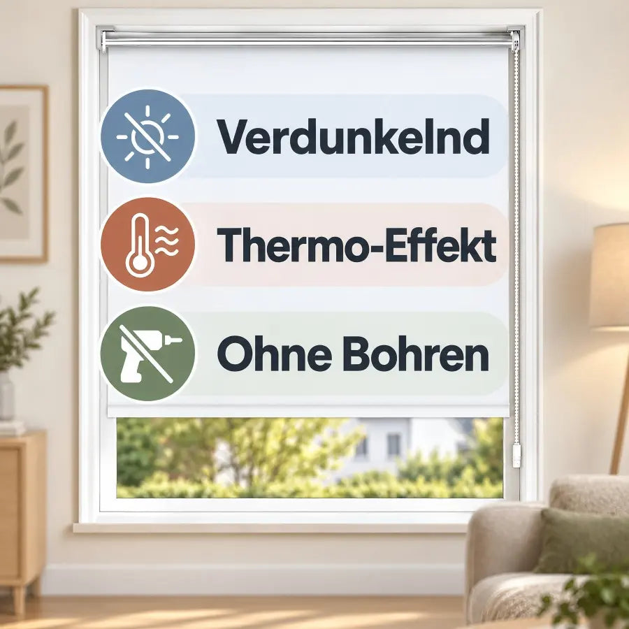 Verdunkelungsrollo Klemmfix ohne Bohren mit Thermo-Effekt