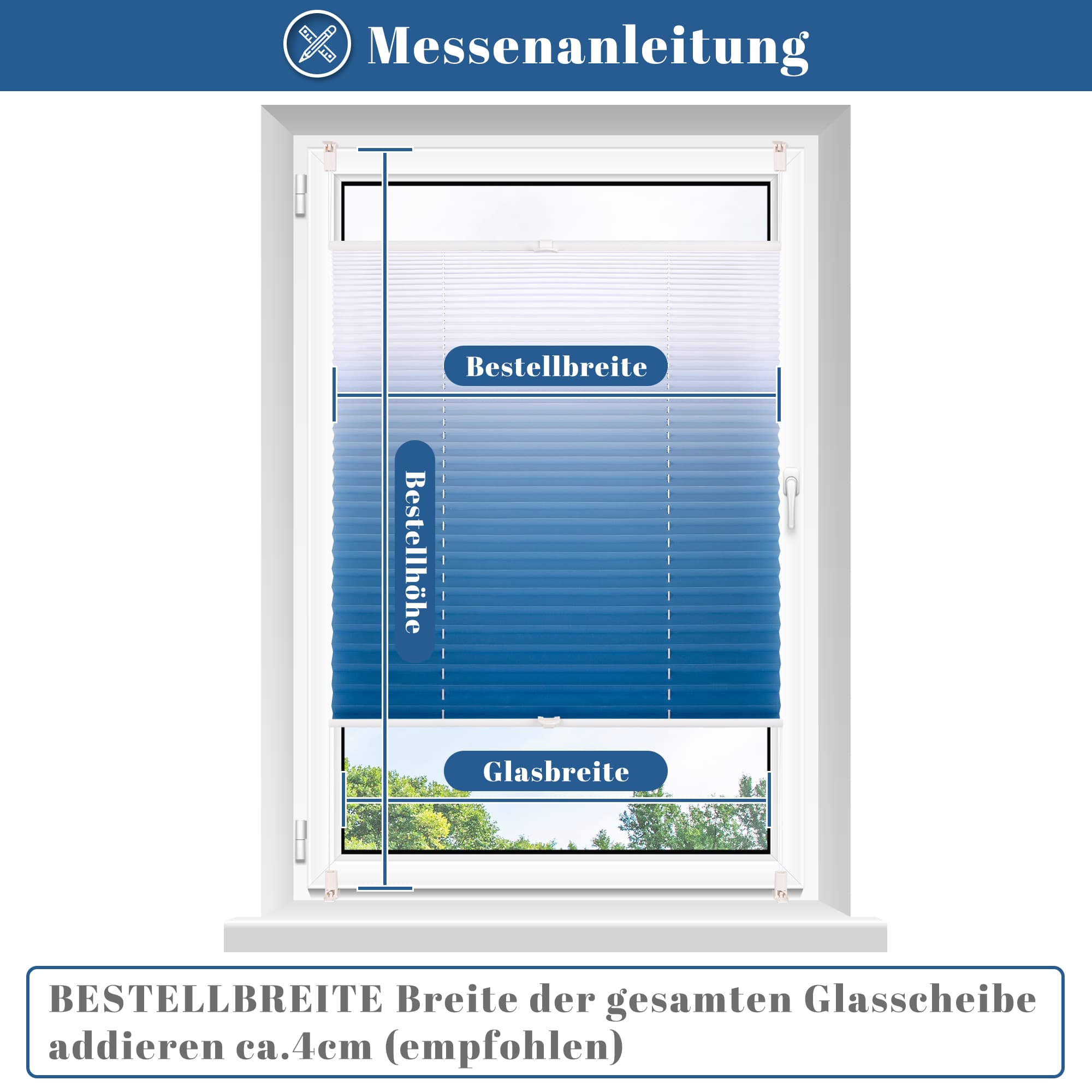 Plissee Klemmfix Faltrollo ohne Bohren | Lichtdurchlässig Sichtschutz | Viele Farben zur Auswahl