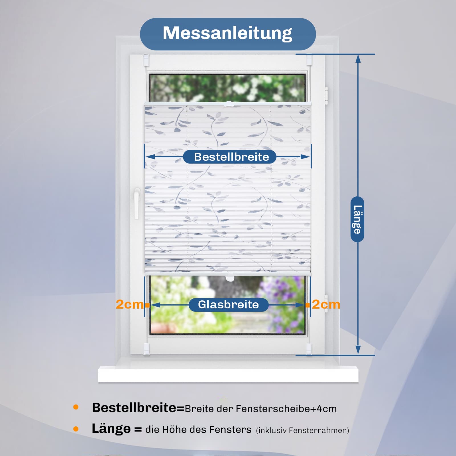 Verdunkelnd ohne Bohren Klemmfix Faltrollo Plissee Weiß-blätter