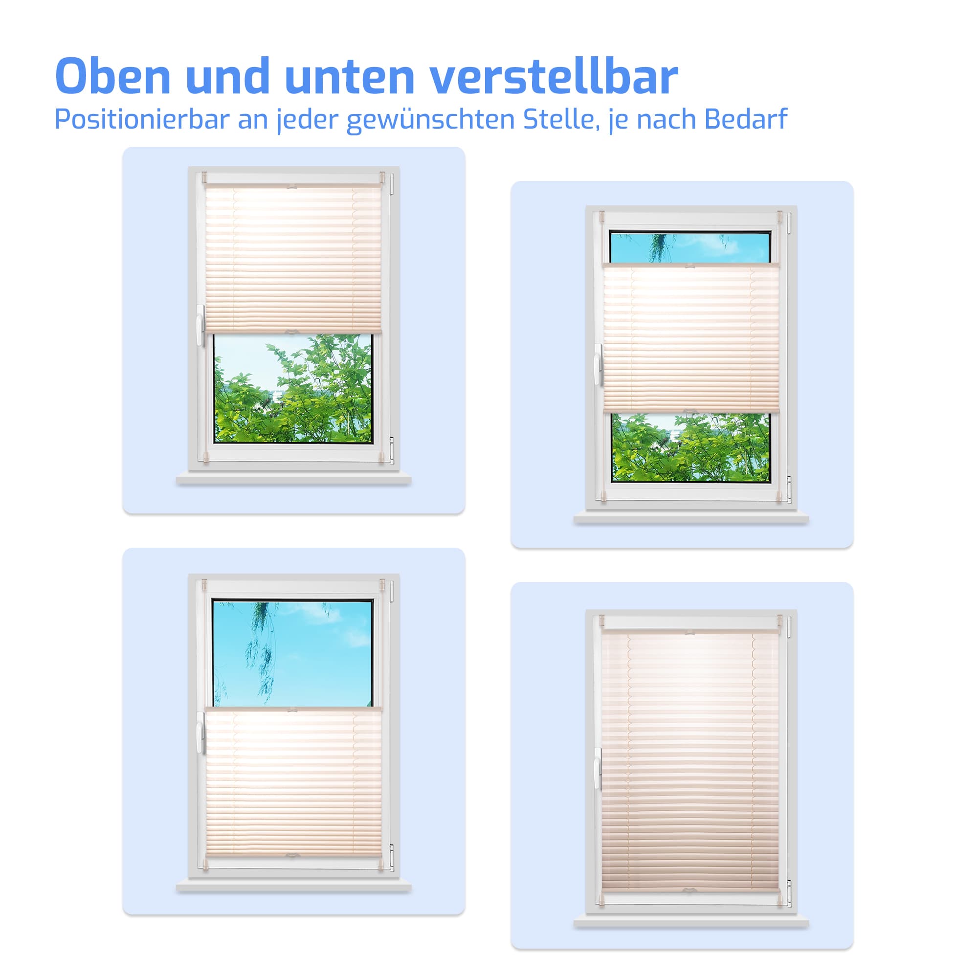 Ohne Bohren | Klemmfix | Komplett farbgleich | Lichtdurchlässig | Plissee | Standardgröße