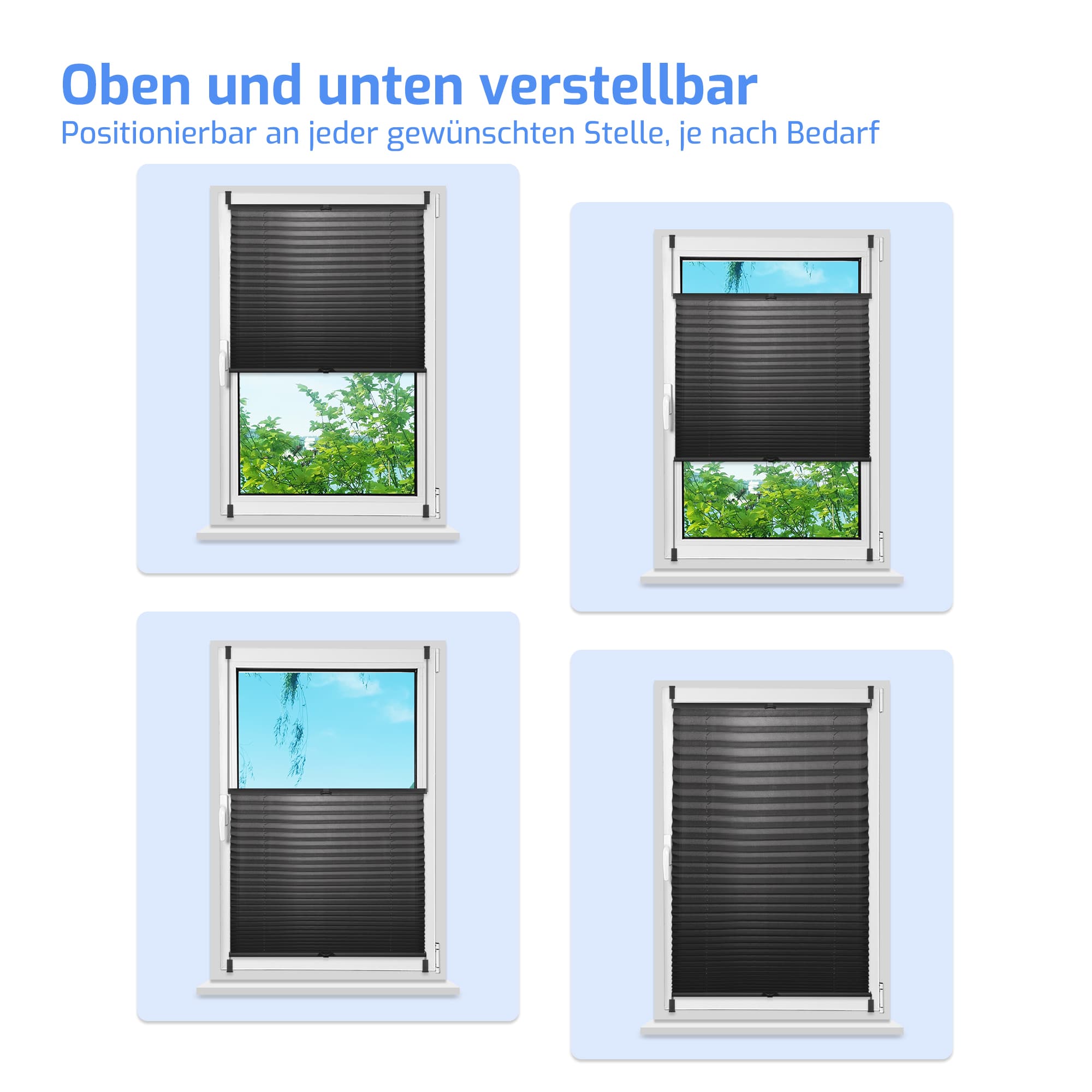 Ohne Bohren | Klemmfix | Komplett farbgleich | Lichtdurchlässig | Plissee | Standardgröße