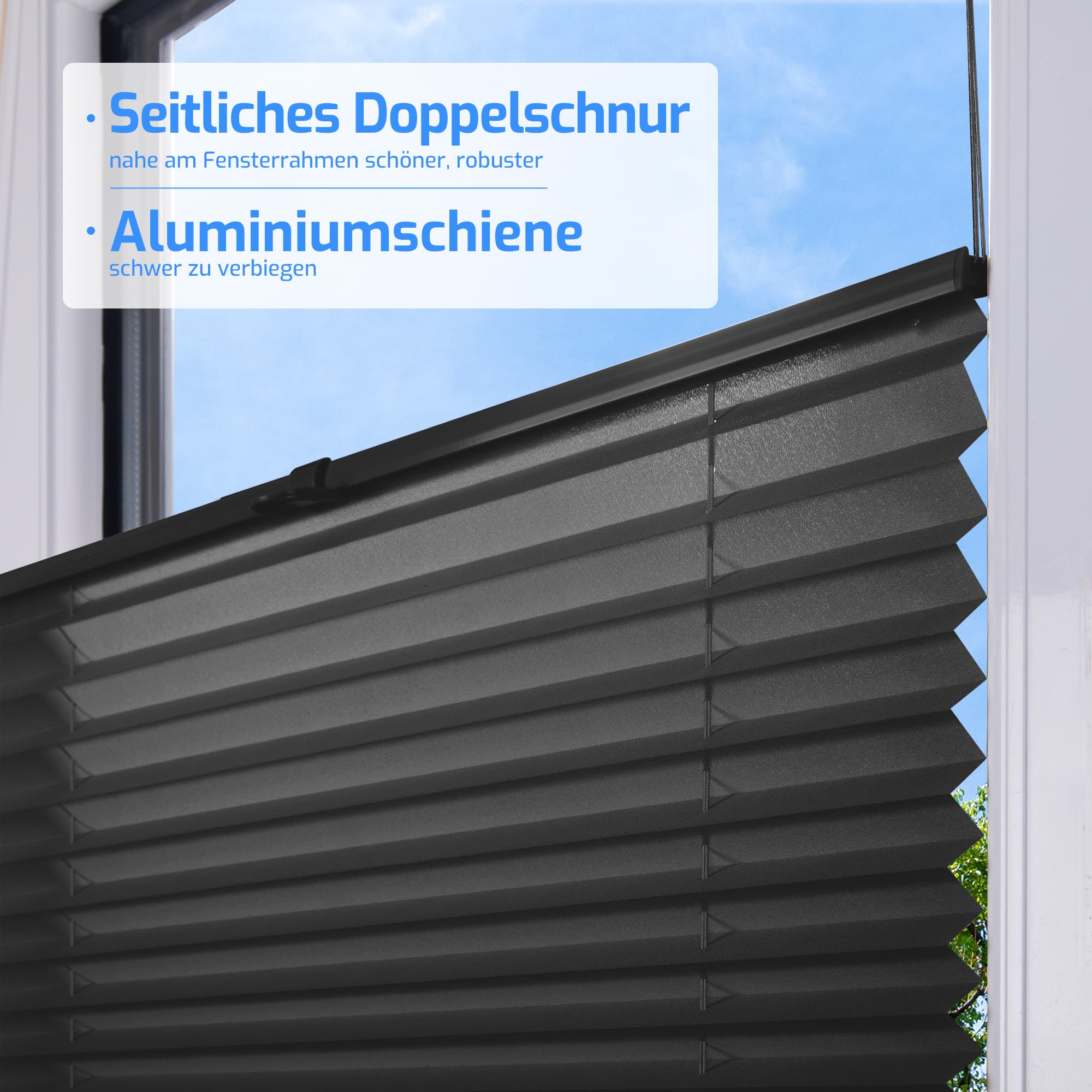 Ohne Bohren | Klemmfix | Komplett farbgleich | Lichtdurchlässig | Plissee | Standardgröße