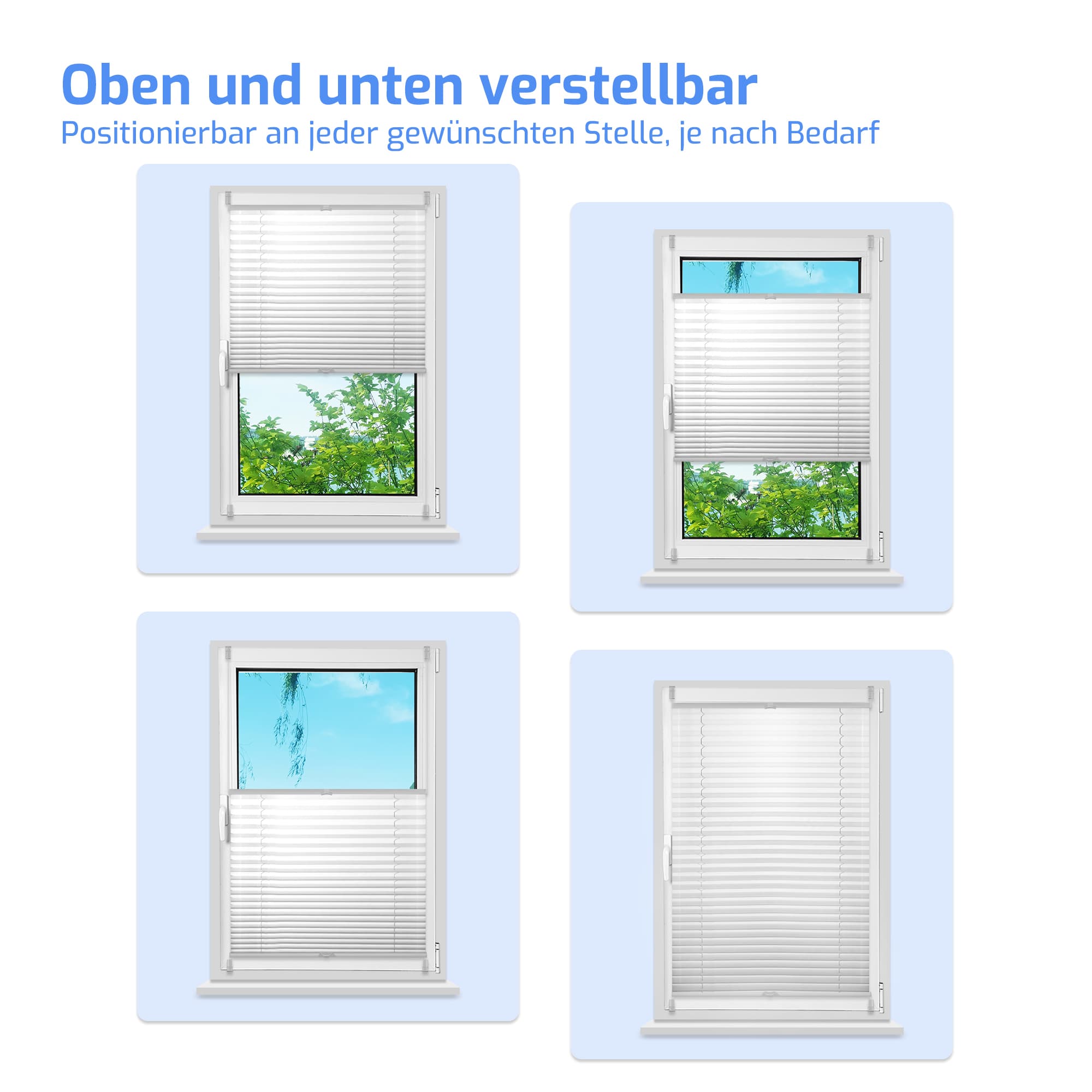 Ohne Bohren | Klemmfix | Komplett farbgleich | Lichtdurchlässig | Plissee | Standardgröße