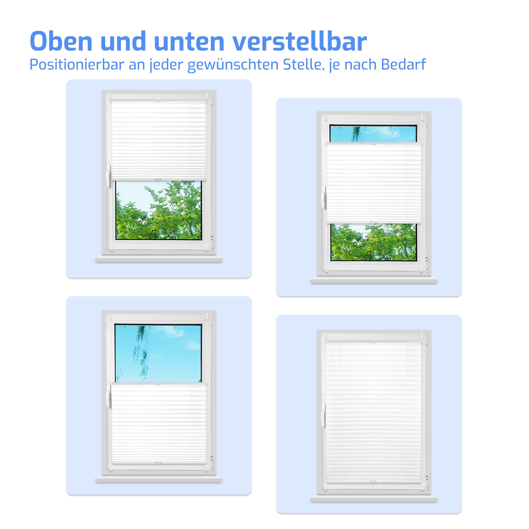 Ohne Bohren | Klemmfix | Komplett farbgleich | Lichtdurchlässig | Plissee | Standardgröße